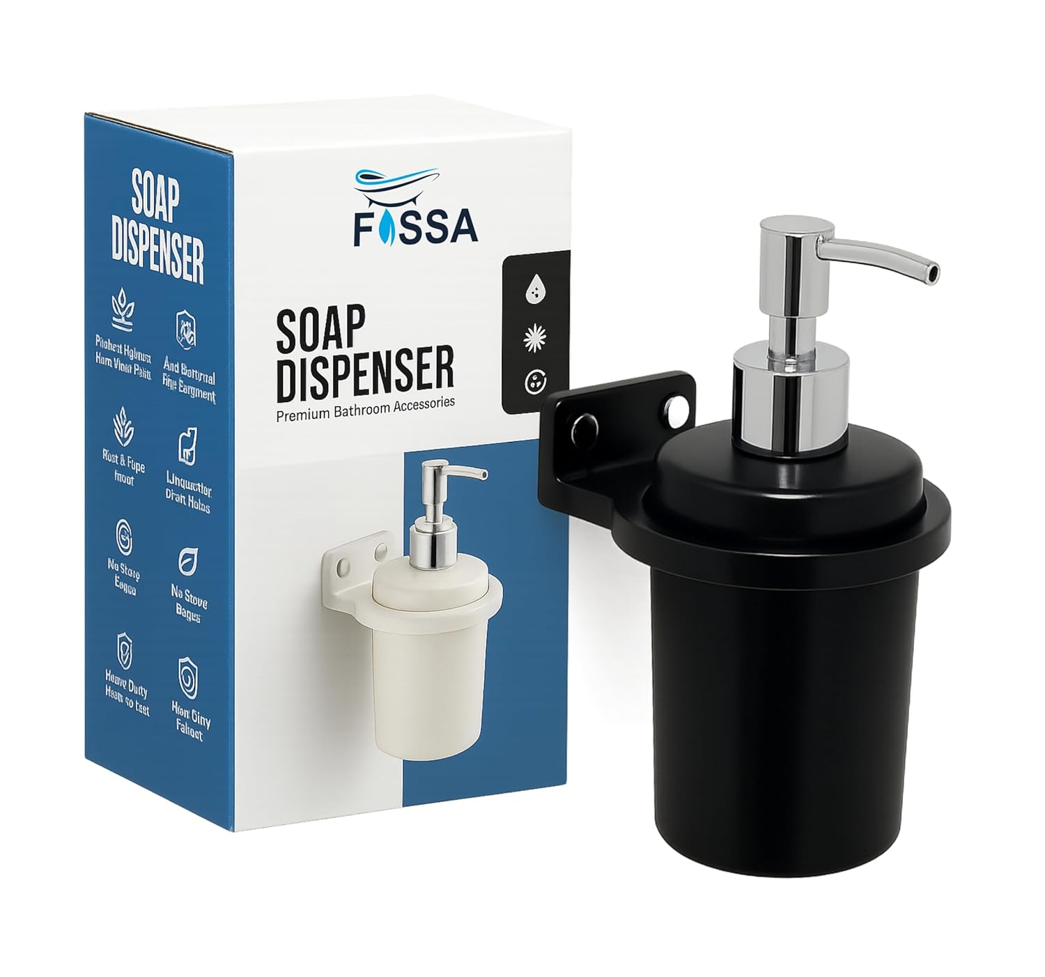 Black Soap Dispenser Unbreakable Abs Ceramic Finish (RB-124)