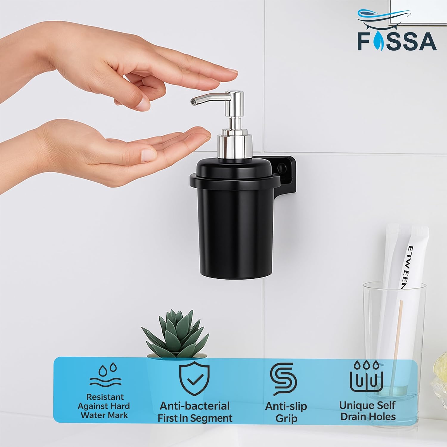 Black Soap Dispenser Unbreakable Abs Ceramic Finish (RB-124)