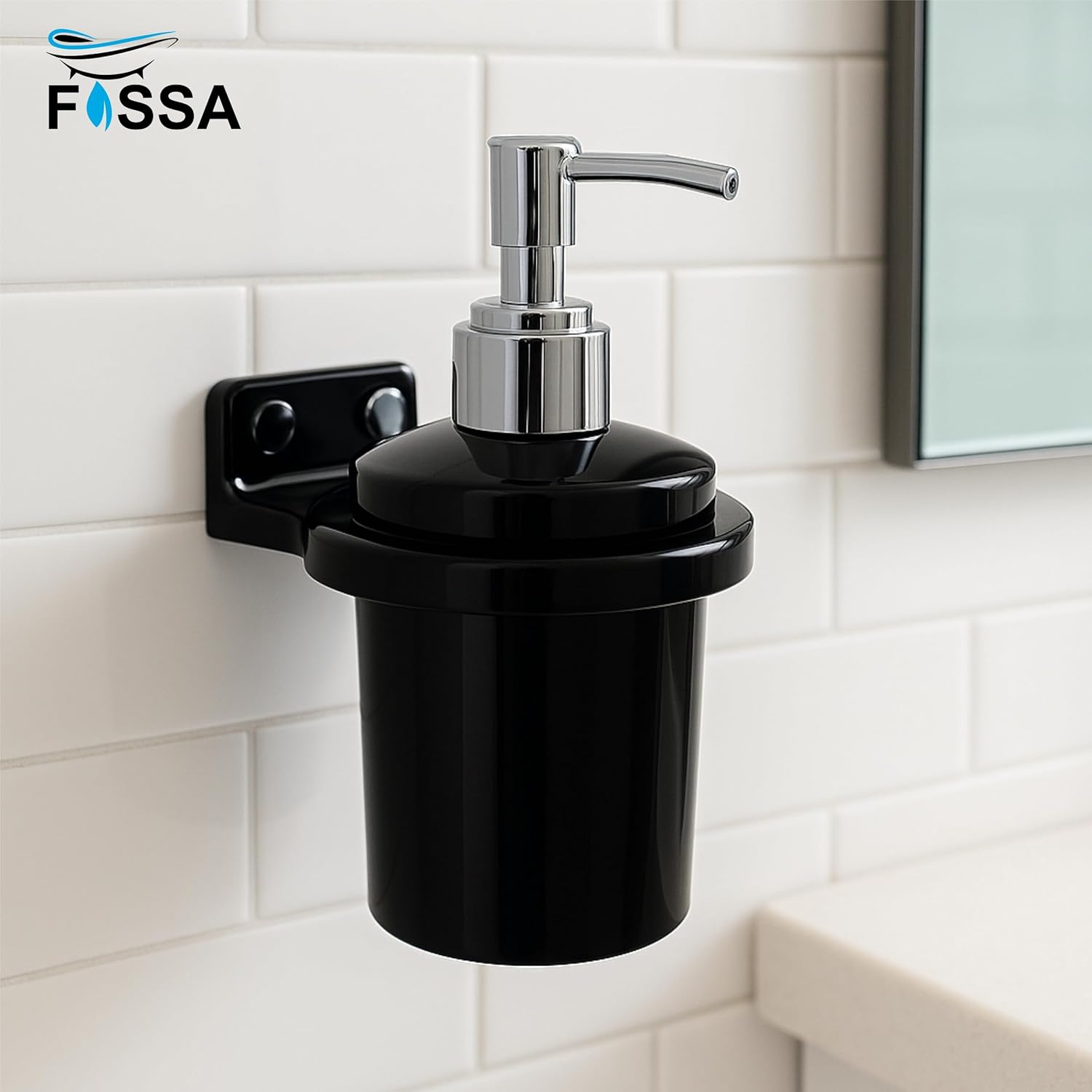 Black Soap Dispenser Unbreakable Abs Ceramic Finish (RB-124)